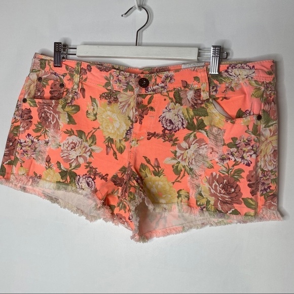 Bongo Shortie Shorts Neon Floral sz 17 - Picture 2 of 5